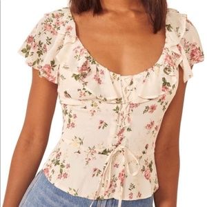 Reformation Fleur Ruffle Top, Size 6